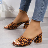 Leopard Chunky Heel Summer Sandals