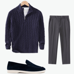 Sweater Loose Zip Pullover Knitting Sweater Coat Men