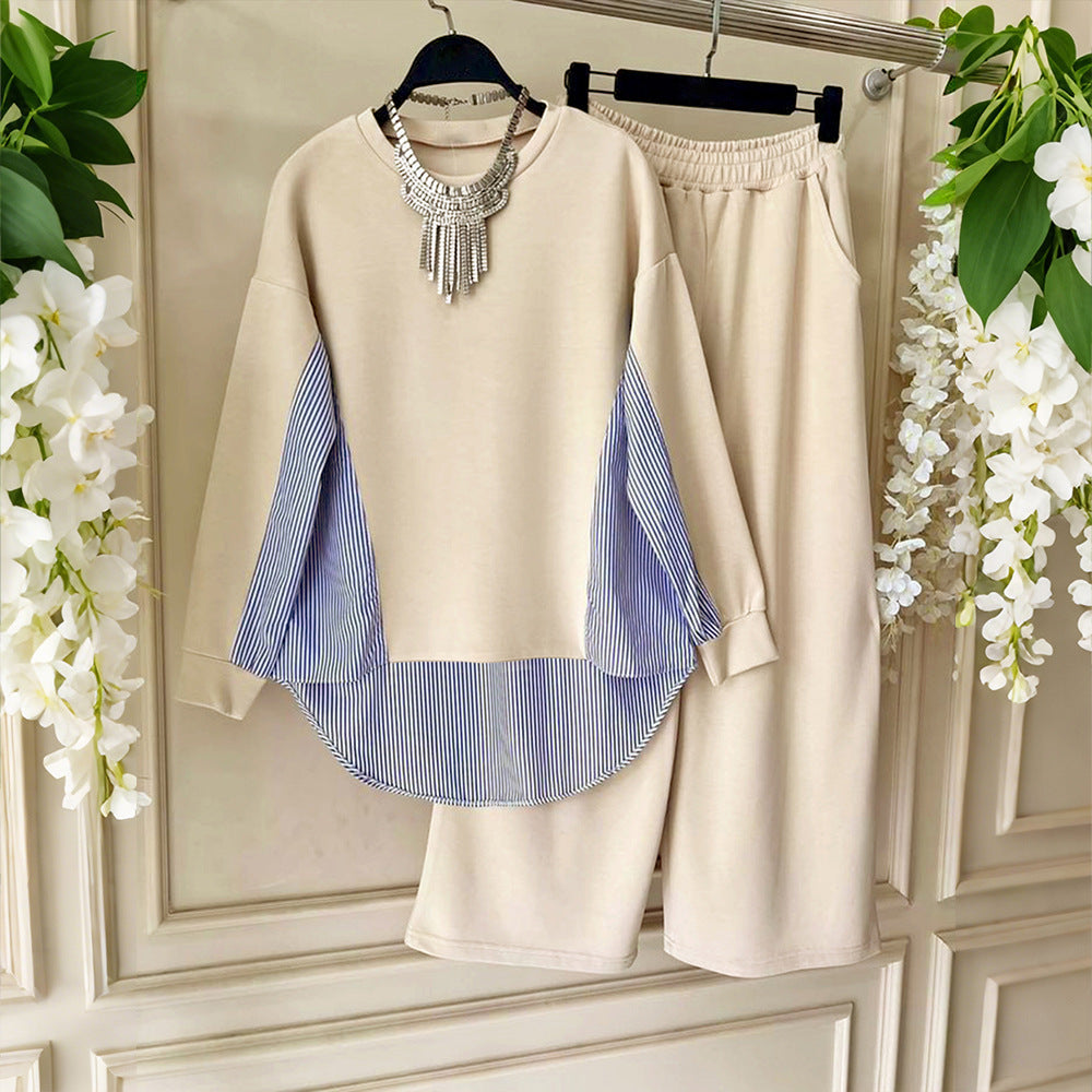 Front Short And Back Long Splicing Design With Pockets Top And Pants Set