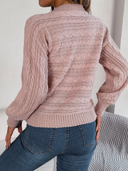 Women Casual Hollow Out Cable Knit Long Sleeve Pullover Sweater