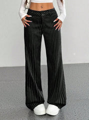 New Women's Korean And Japanese Slim-fit Striped Flared Casual Pants