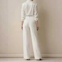 White High-waisted Loose Straight-leg Casual Pants