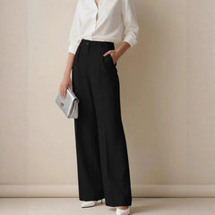 White High-waisted Loose Straight-leg Casual Pants
