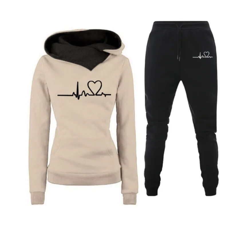 Women's Autumn Tracksuit – Hoodie & Black Pants Set