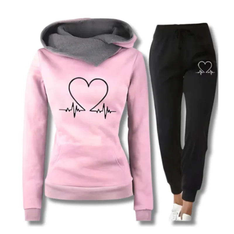 Women's Autumn Tracksuit – Hoodie & Black Pants Set