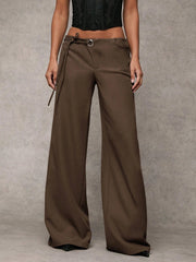 Women's Casual Fashion Design Low-waist Slightly Flared Suit Pants