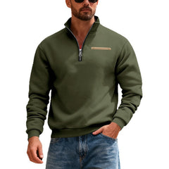 Men's Warm Stand Collar Contrast Stripes Sport Sweatshirt