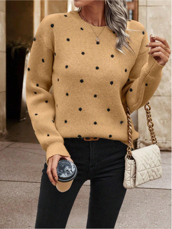 Polka Pullover Sweater Casual Long-sleeved