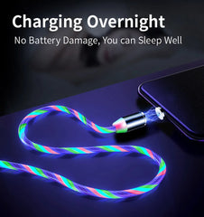 Magnetic LED Charging Cable – iPhone, Android, Type-C