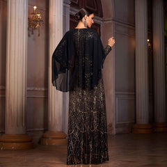 Elegant Long Sleeve Round Neck A- Line Evening Dress