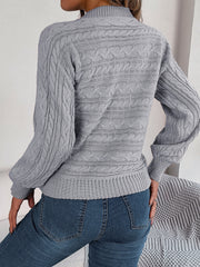 Women Casual Hollow Out Cable Knit Long Sleeve Pullover Sweater