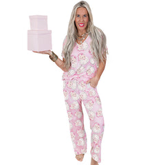 Women's Fashion Christmas Printing Casual Loose Short Sleeves Suit