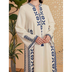 Women's Printed V-neck Robe Arabic Ethnic Print Dress