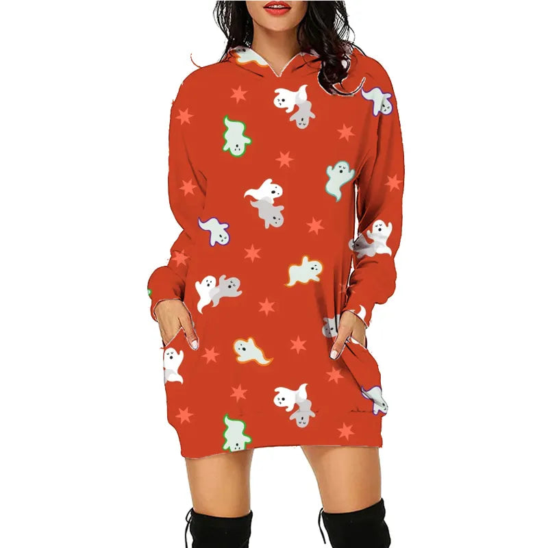 Women Halloween Print Hoodie
